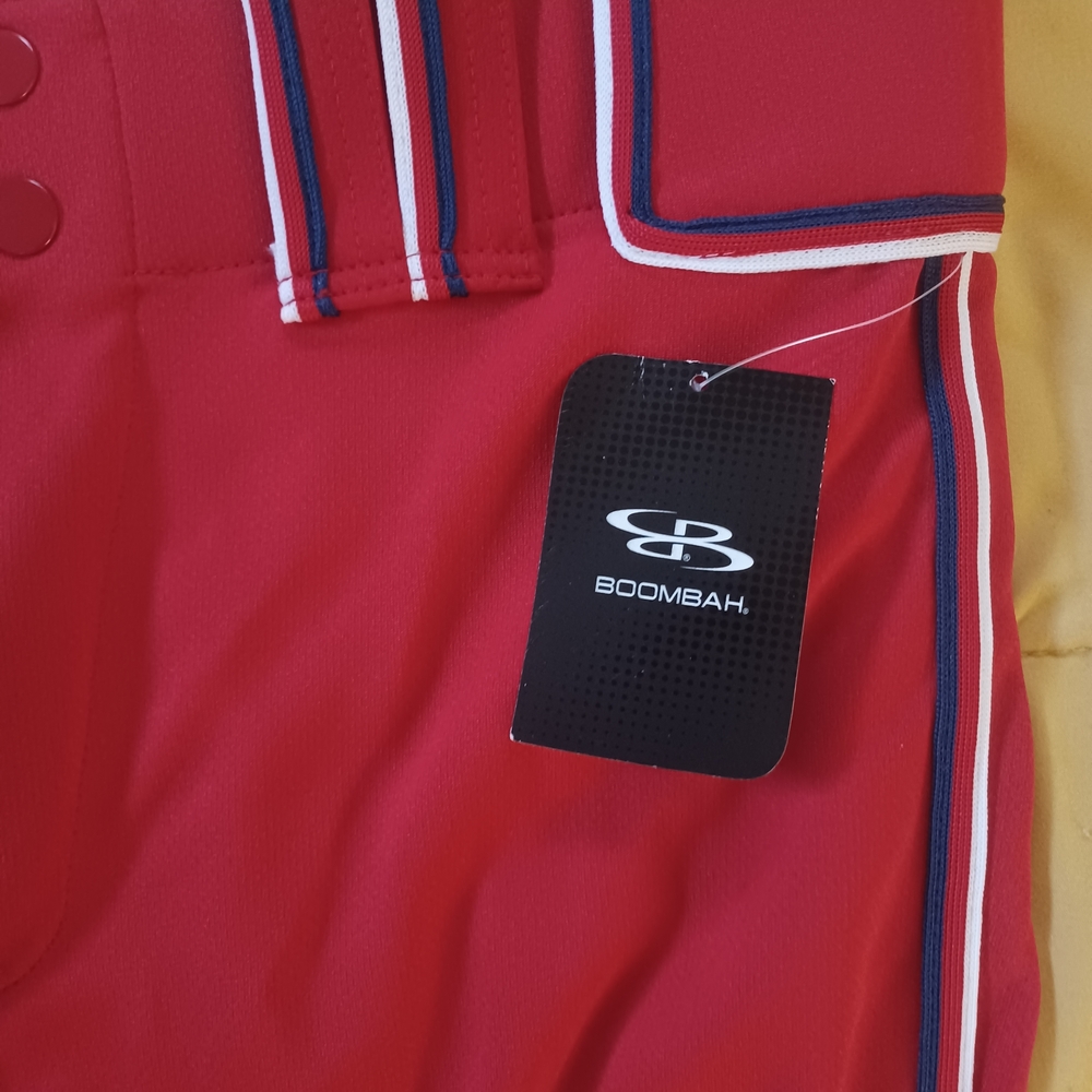 Boombah Red Athletic Shorts with Contrast Piping